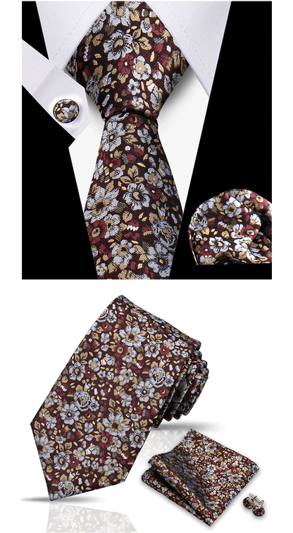 Tie For Men Classic Plaid Handkerchiefs Red Necktie Cufflinks For Men Blouse Business Wedding Accessories Women Collar Man Gift