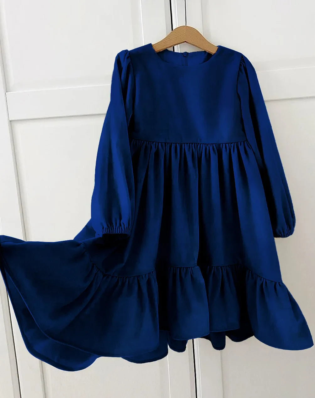 Children's Dress New Spring and Autumn Dress Girls' Ruffle Edge Long Sleeve Suede Dress Boys' Long Sleeve Corduroy Dress