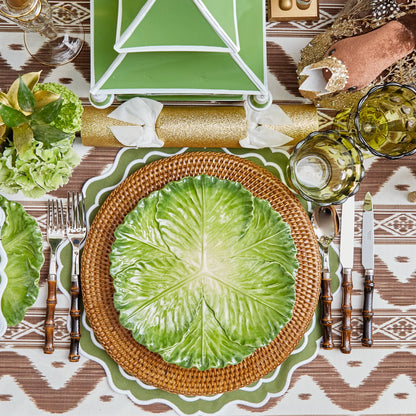Green Serena Cabbage Dinner Plates (Set of 4)