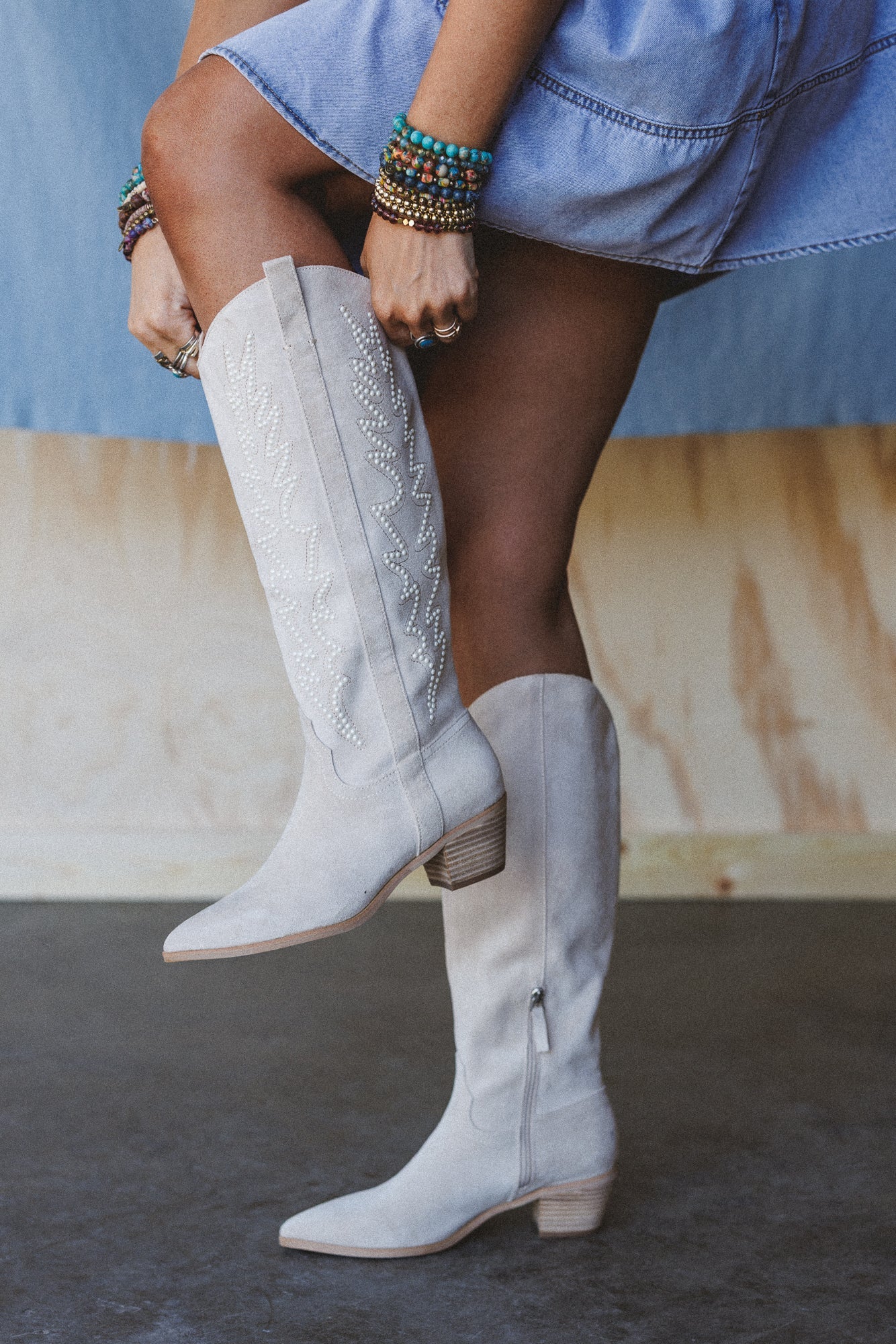 Desert Pearl Western Boots - Off White - Pre Order