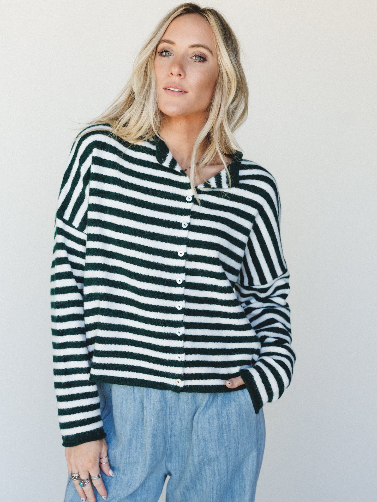 Aira Button Down Cardigan - Forest - Pre Order