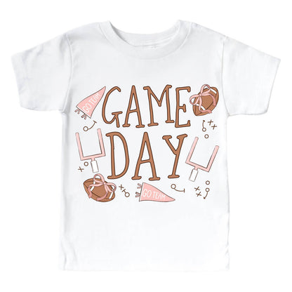 Game Day Pink Graphic Bodysuit & Kids Tee | White