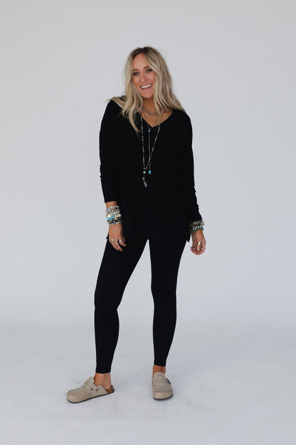 Dreamy Drift Top and Pant Set - Black