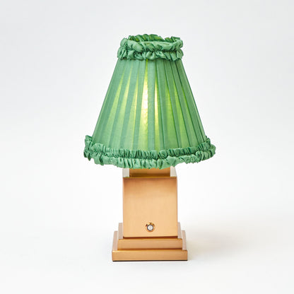 Green Frilled Silk Lampshade (18cm)
