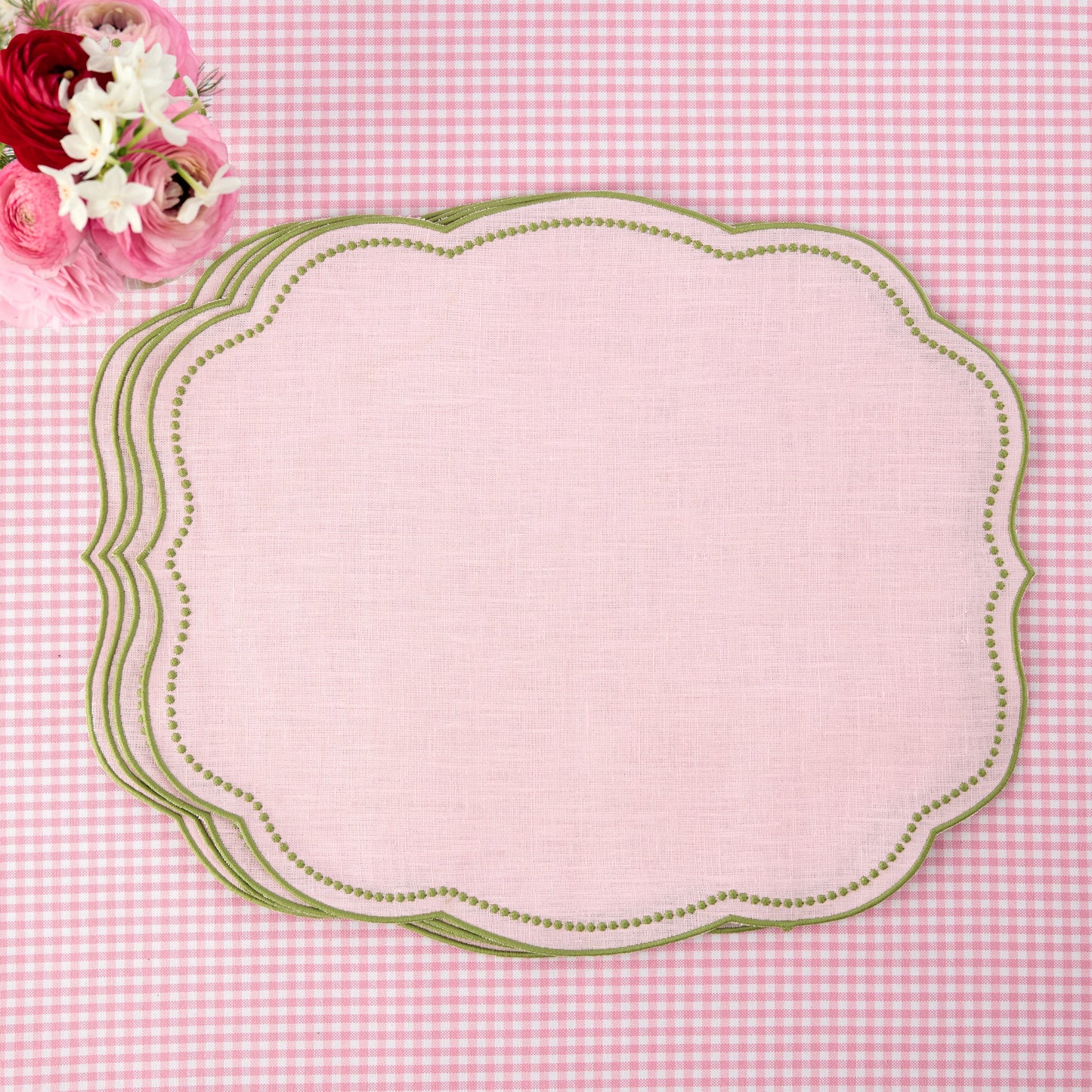 Pink & Green Eloise Linen Placemats (Set of 4)