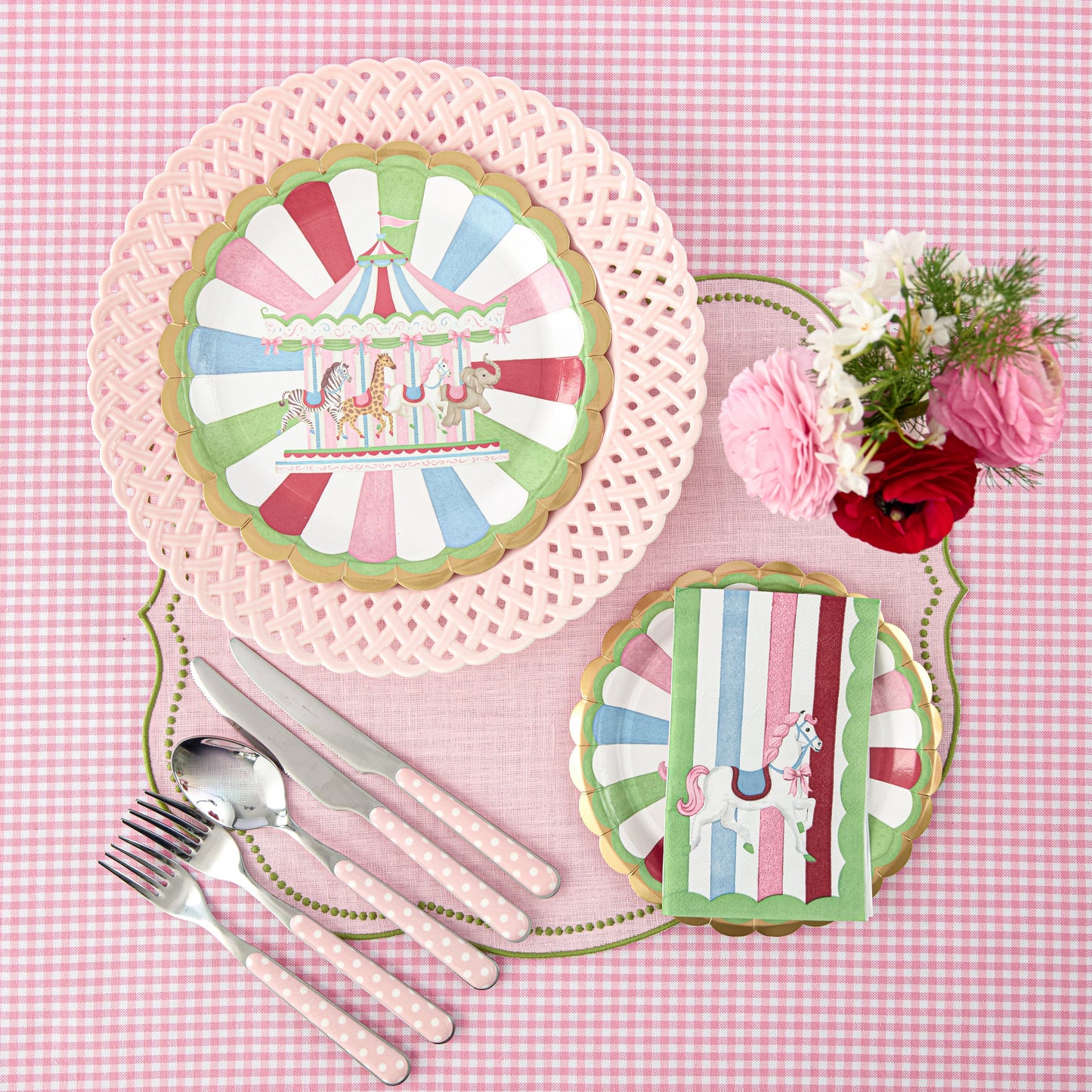 Pink & Green Eloise Linen Placemats (Set of 4)