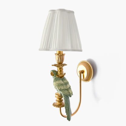 Olive Parrot Rechargeable Wall Light with Cream Pleated Shade (18cm)