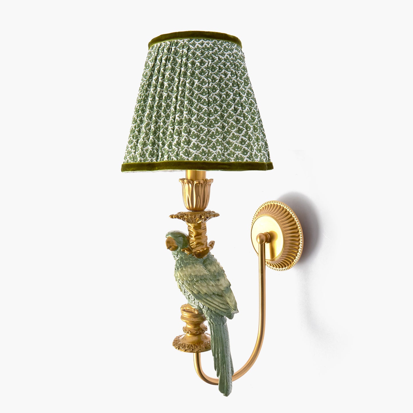 Olive Parrot Rechargeable Wall Light with Olive Lotus Shade (18cm)