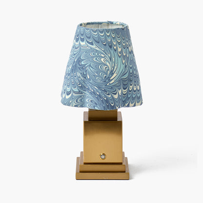 Square Rechargeable Lamp with Blue Marble Shade (18cm)