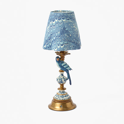 Blue Parrot Rechargeable Lamp with Blue Marble Shade (18cm)