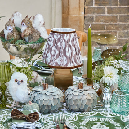 Square Rechargeable Lamp with Chocolate Ikat Shade (18cm)