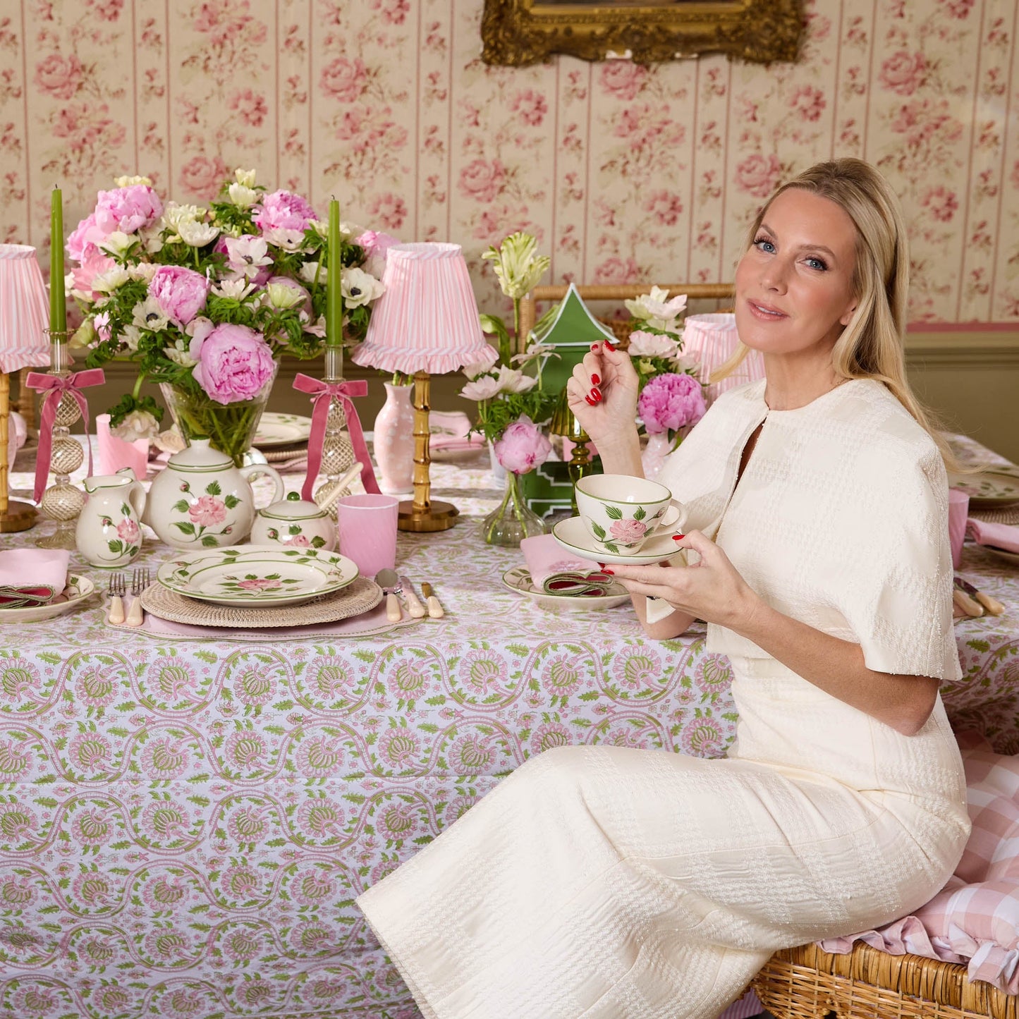 Pink & Green Eloise Linen Placemats (Set of 4)
