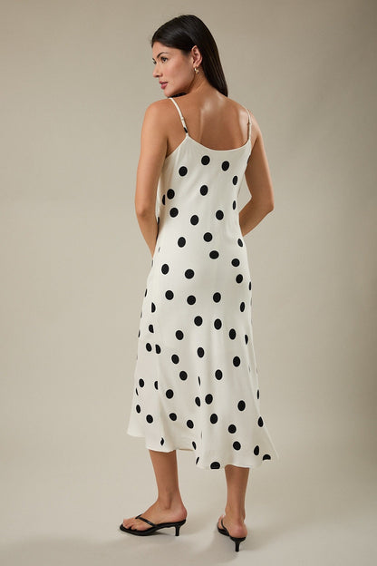 Audrey Polka Dot Midi Dress - White