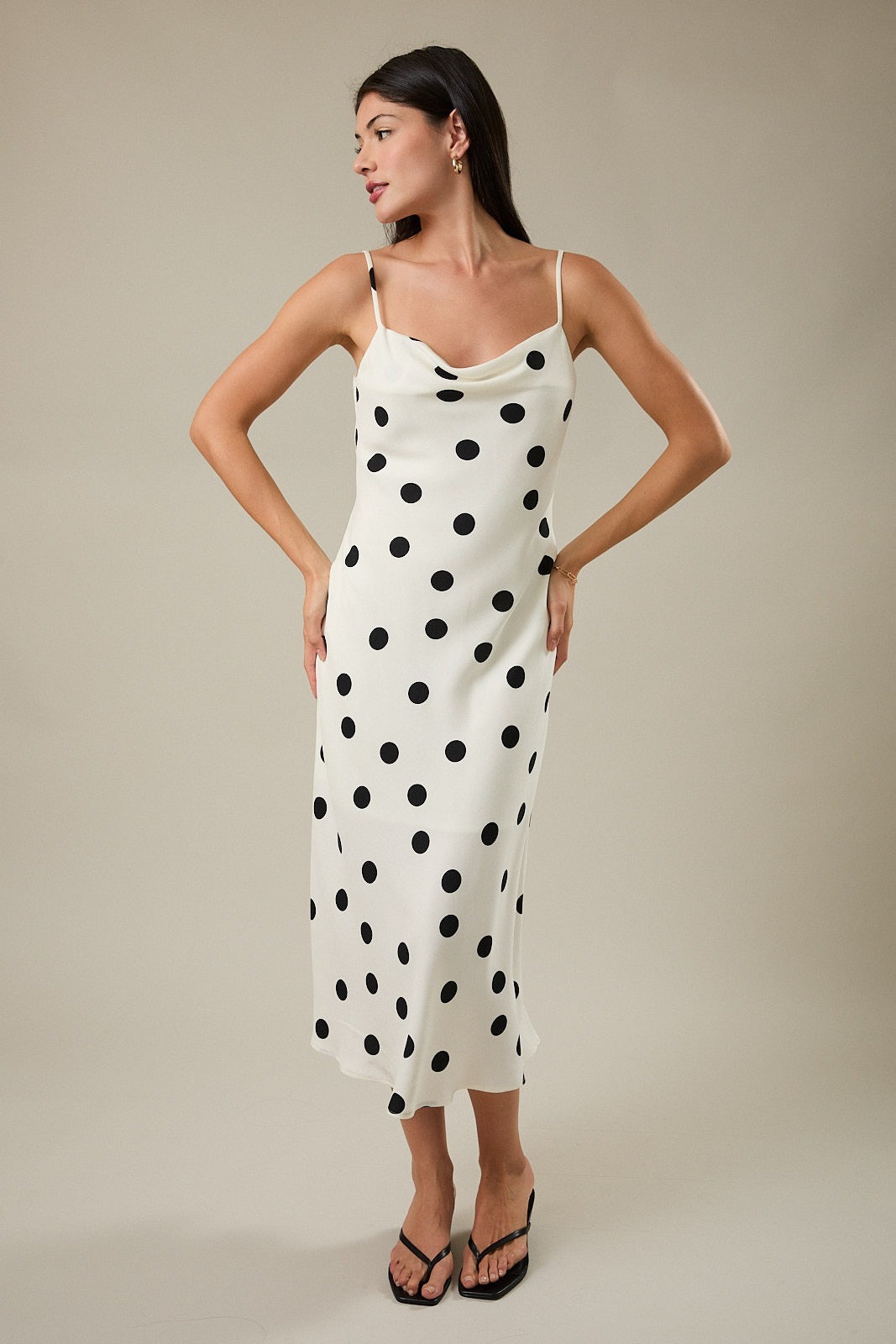 Audrey Polka Dot Midi Dress - White