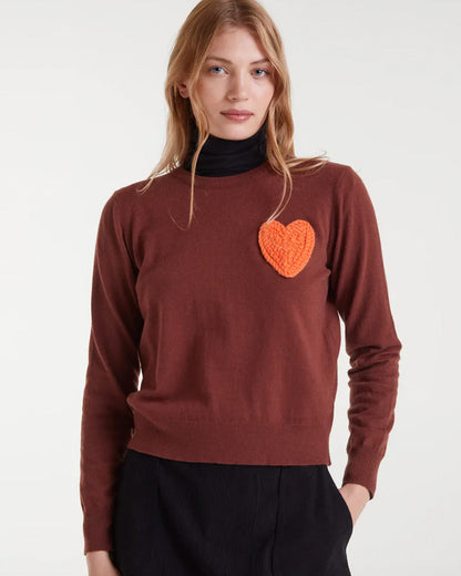 Heart Sweater - Brown