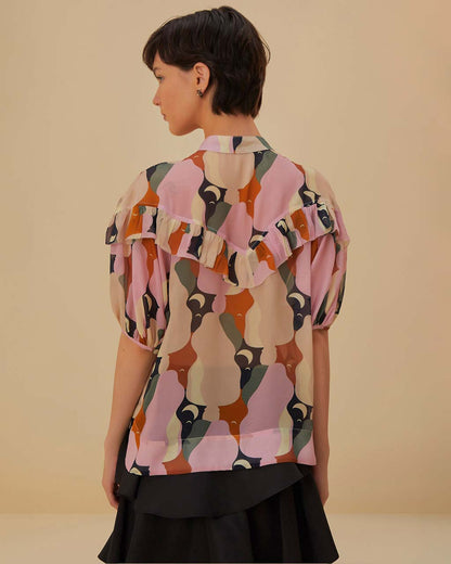 The Kiss Multicolor Short Sleeve Blouse