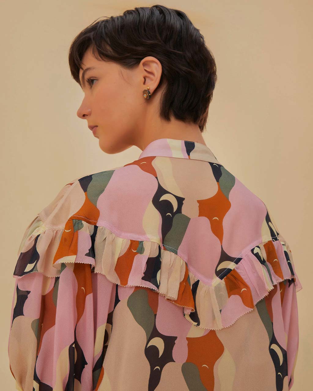 The Kiss Multicolor Short Sleeve Blouse