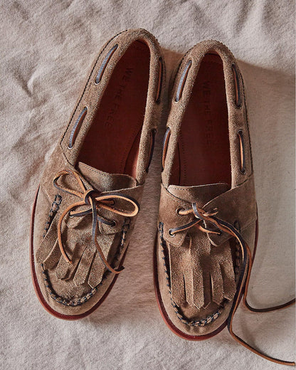 We The Free Benny Boat Shoe - Grey Taupe Suede