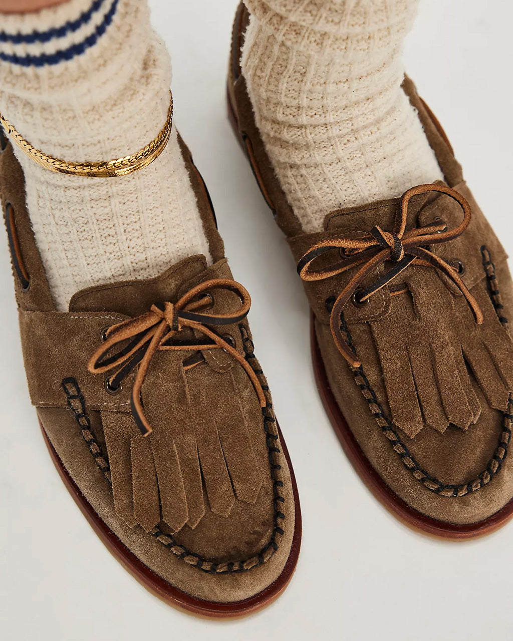 We The Free Benny Boat Shoe - Grey Taupe Suede