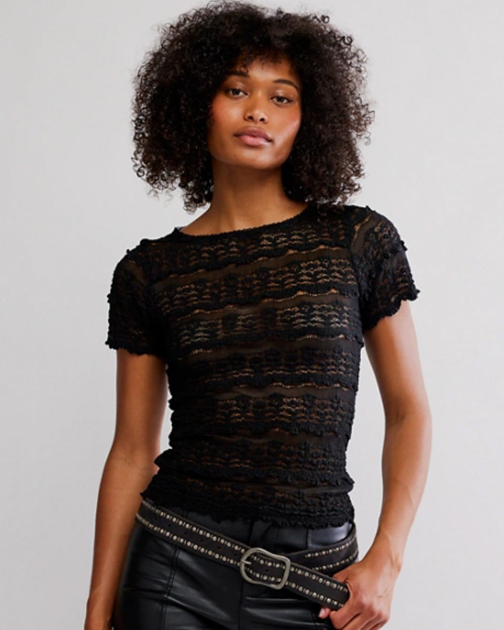 Angelina Lace Tee - Black