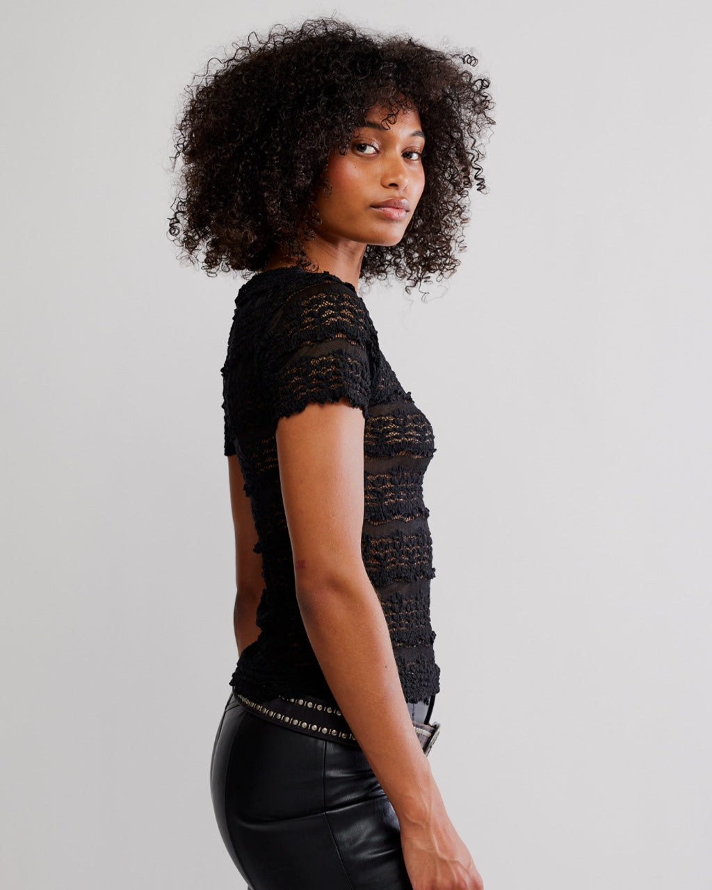 Angelina Lace Tee - Black