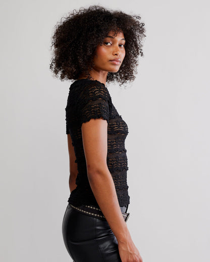 Angelina Lace Tee - Black