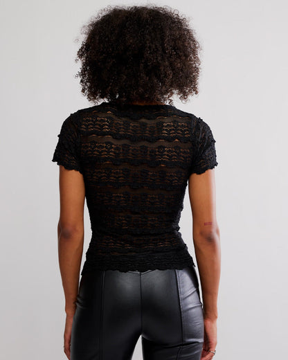 Angelina Lace Tee - Black