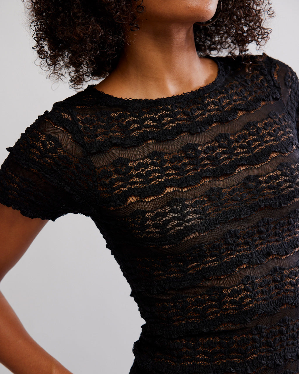 Angelina Lace Tee - Black