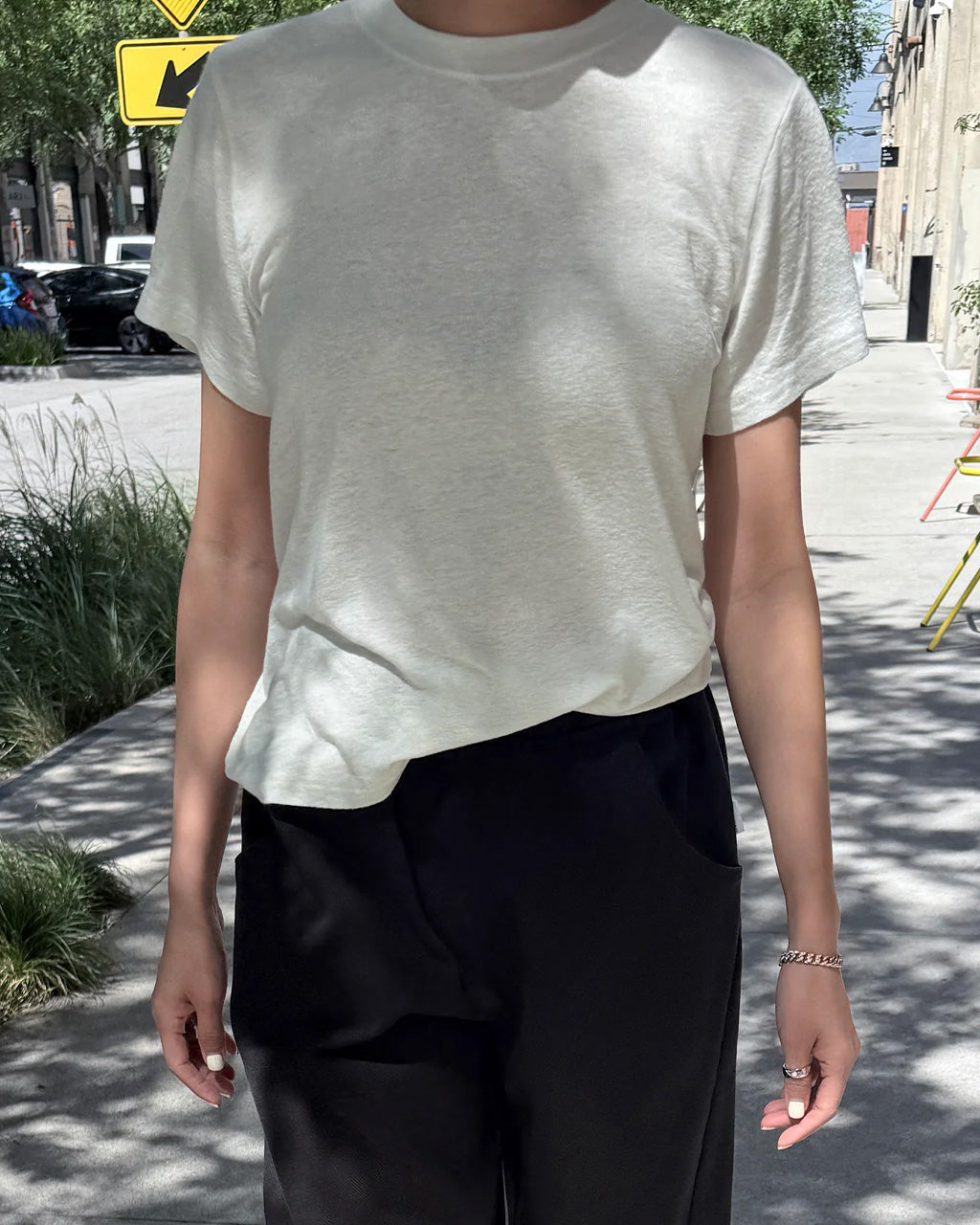 Bo Linen Blend Tee - Salt