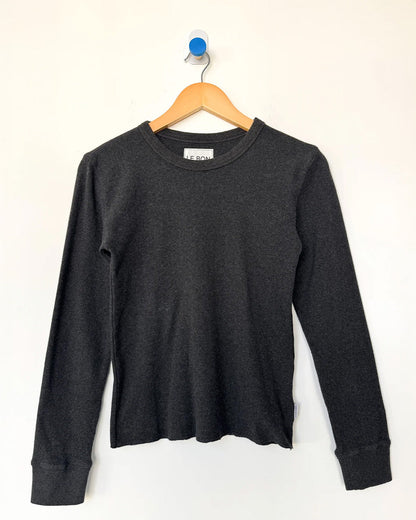 Pointelle Fundamental Tee - Charcoal