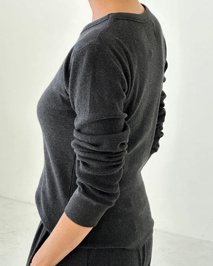 Pointelle Fundamental Tee - Charcoal
