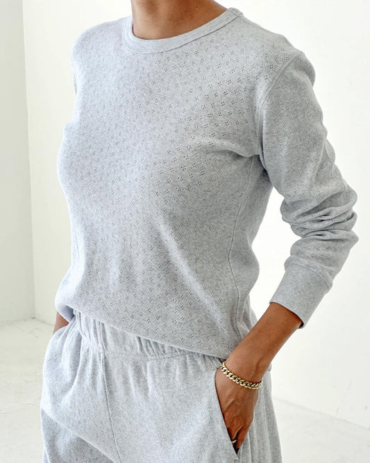 Pointelle Fundamental Tee - Icy Grey