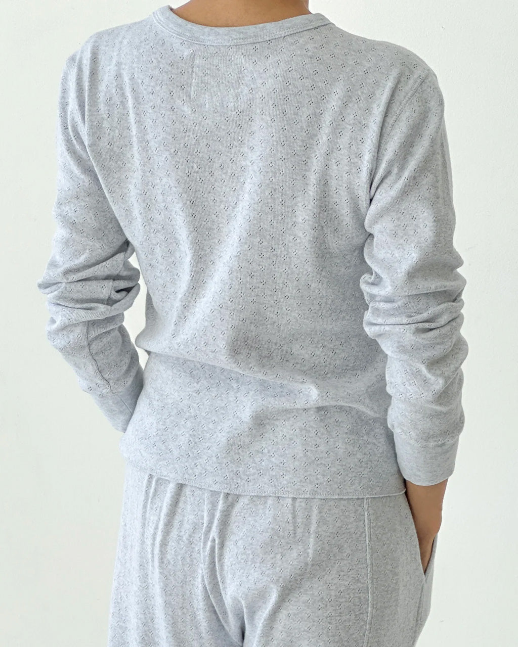Pointelle Fundamental Tee - Icy Grey