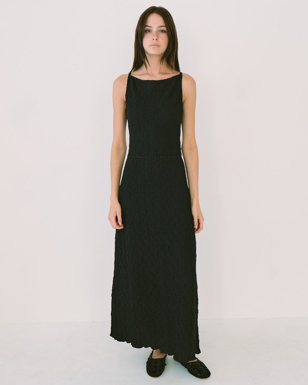 Maya Crinkle Dress - Black