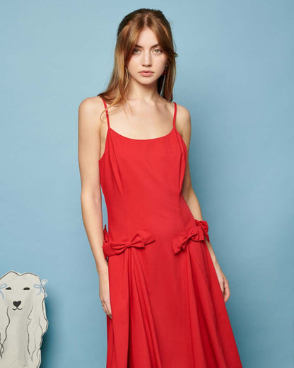 Minnie Bow Cami Dress - Carmin Red
