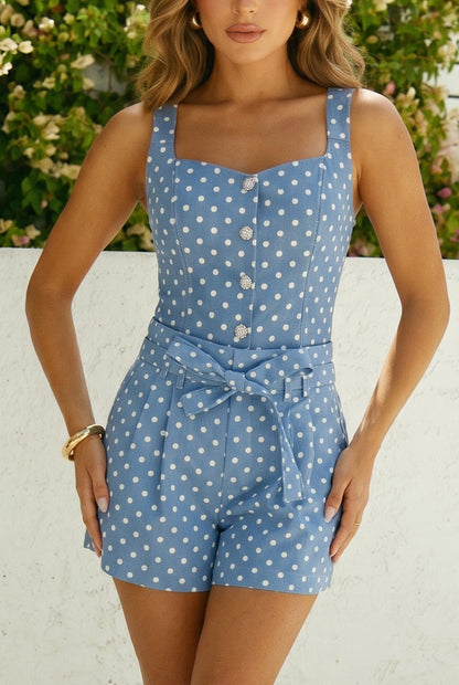 Beverly Polka Dot Top - Blue
