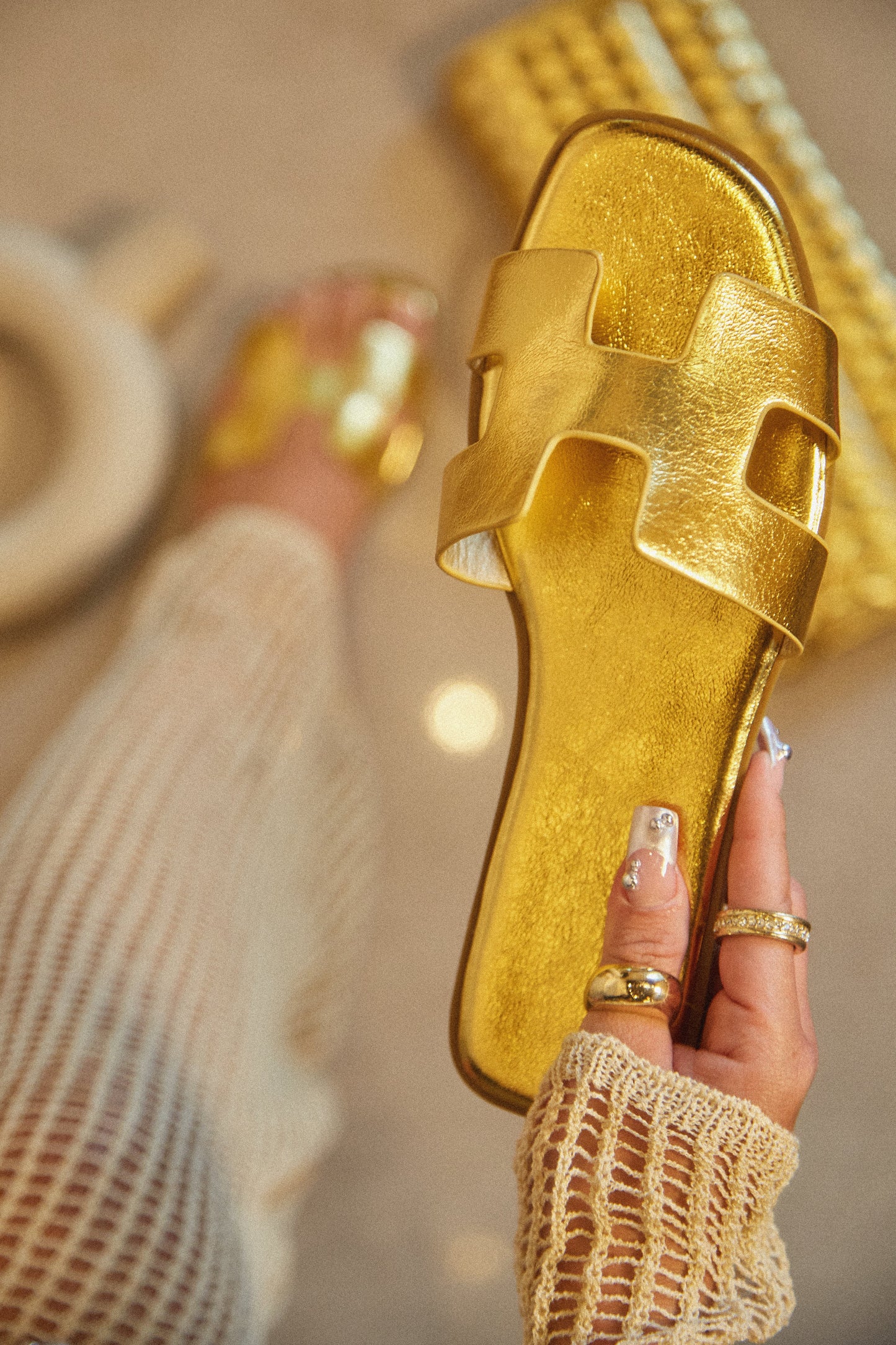 Bianka Slip On Sandals - Gold