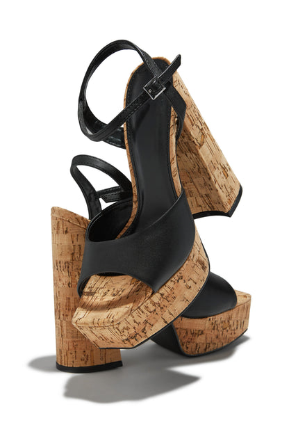 Elyna Platform Block Heels - Black
