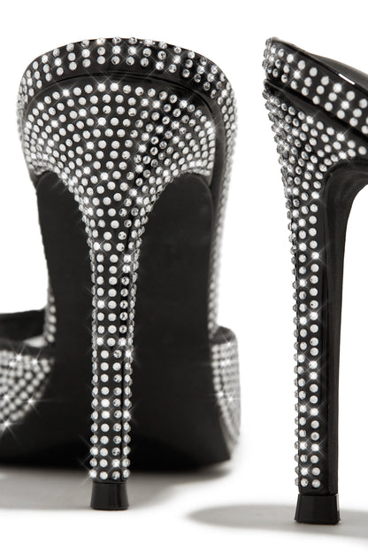 Amiah Embellished High Heel Mules - Black