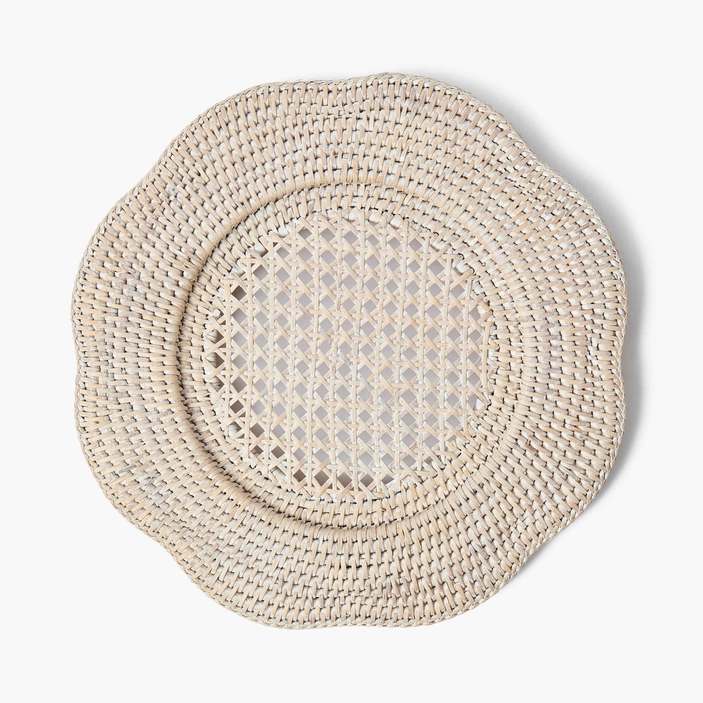 Natural Scalloped Rattan Charger Plates (Set of 4)