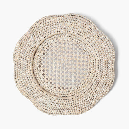 Natural Scalloped Rattan Charger Plates (Set of 4)