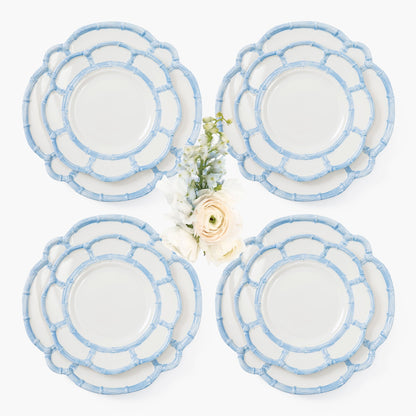 Blue Melamine Bamboo Dinner & Starter Plates (Set of 8)