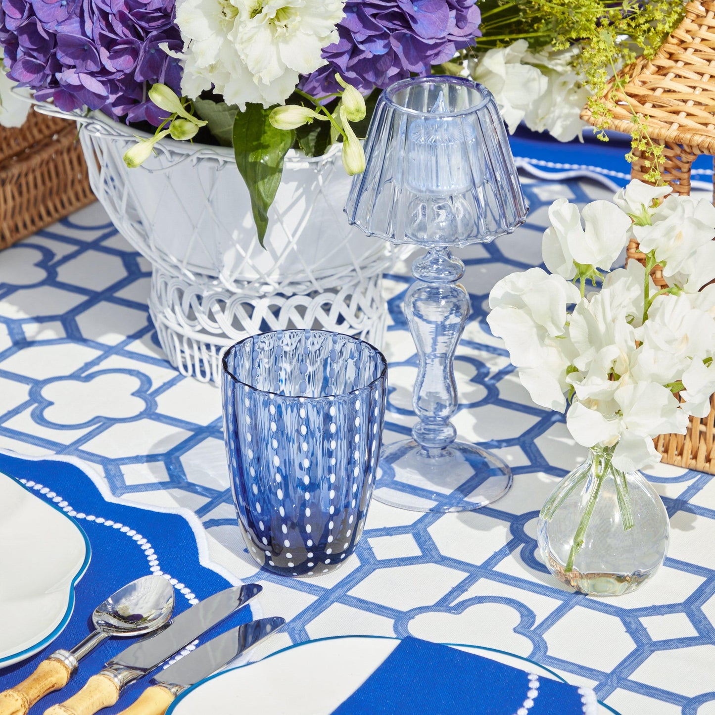 Blue Speckle Water Glasses (Set of 6)