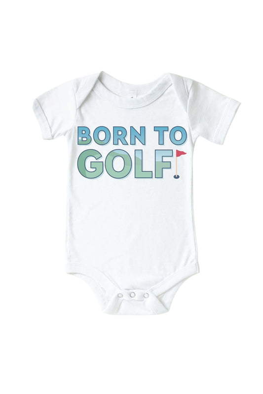 Born To Golf Graphic Bodysuit & Kids Tee | White