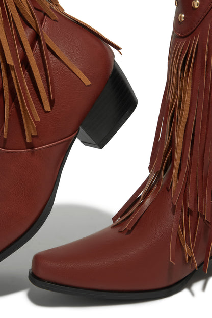 Bayley Fringe Cowgirl Boots - Brown