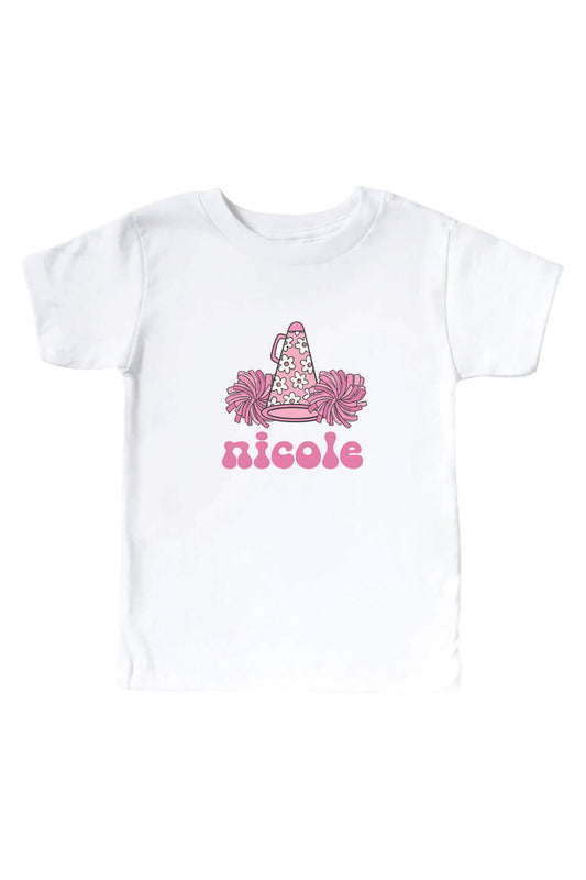 Cheer Squad Personalized Kids Graphic Tee | White
