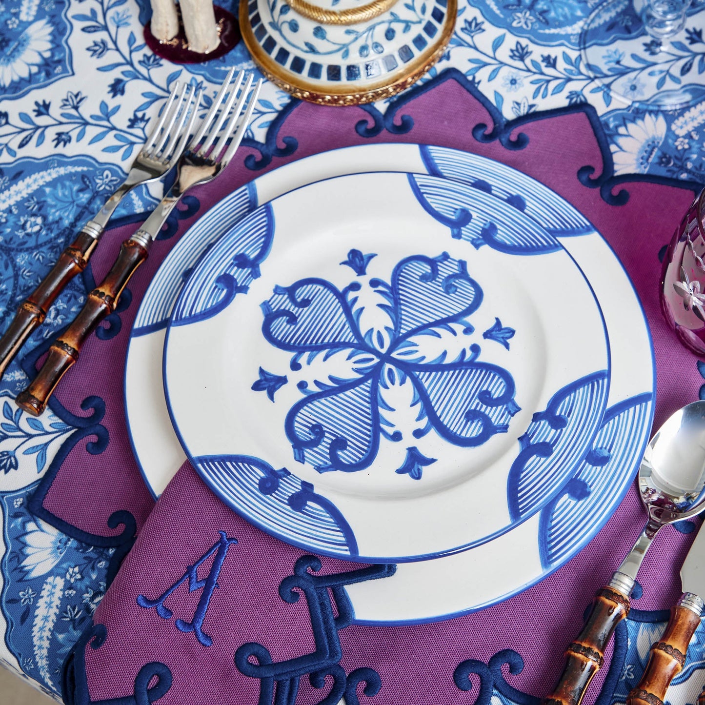 Blue Quatrefoil Starter Plate