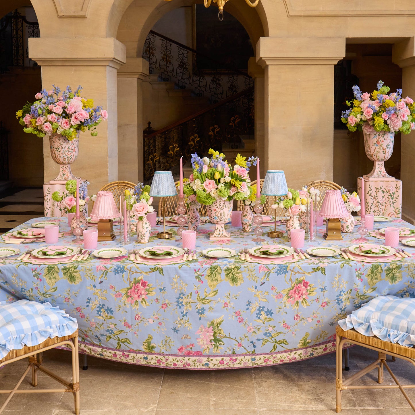 Pink Chinoiserie Tole Vases (Set of 3)