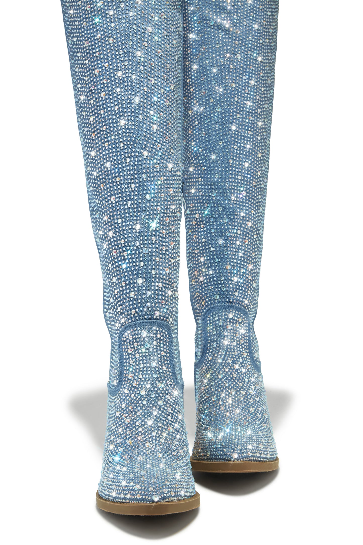 Nights In Nashville Embellished Cowgirl Boots - Denim