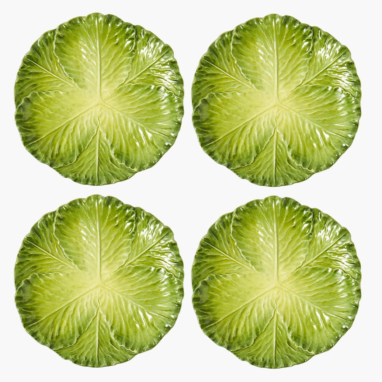 Green Serena Cabbage Dinner Plates (Set of 4)